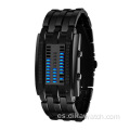 Reloj digital de acero inoxidable con cadena LED original Reloj de pulsera deportivo elegante punk para hombre Reloj de pulsera analógico innovador para hombre